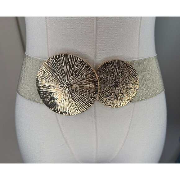 NEW Elastic Wide Corset Safe Waist Belt Metallic Snap Buckle Beige Cinch… - Picture 5 of 12